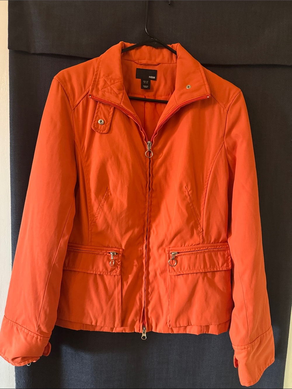 H&M Women's Bright Orange Zip-Up Utility Jacket